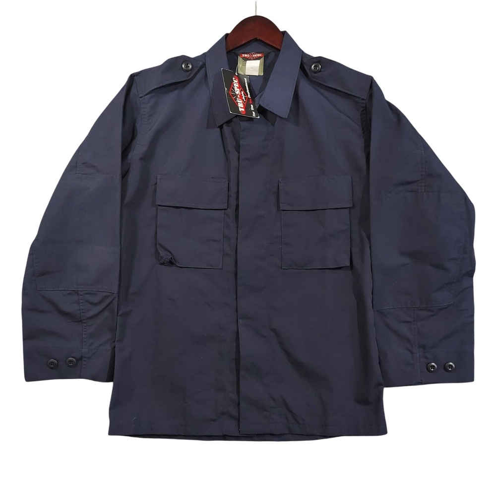 Tru-Spec Shirt Mens Medium Blue Solid Long Sleeve Tactical Workwear Ripstop